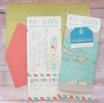 wedding photo - Boarding Pass Ticket Wrap Enclosure Invitation with Luggage Tag - Airline Destination Travel Suite for Wedding, Vow Renewal or Special Event