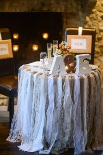 wedding photo - Lace And Burlap Garland