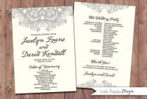 wedding photo - Romantic Lace Jacelyn Wedding Program Fans  - DIY Program - Custom colors option