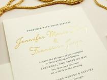 wedding photo - Gold Foil Wedding Invitation, Blind Impress Lace, Navy Letterpress, Blind Letterpress Romantic Invites, Letterpress SAMPLES 