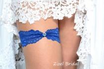 wedding photo - Wedding Garter, Blue Wedding Garter, Bridal Garter, Rhinestone Garter, Lace Blue Garter, Something Blue,Toss Garter, Blue lace Garter