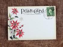 wedding photo - Wedding Place Cards Vintage Style Red Poinsettia Postcard Table Place Cards, Escort Cards or Tags #379