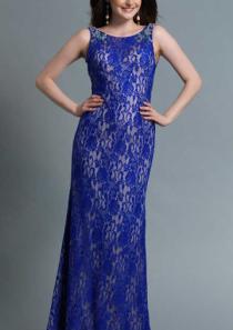 wedding photo -  Blue Straps Backless Lace Floor Length Ruched A-line Sleeveless