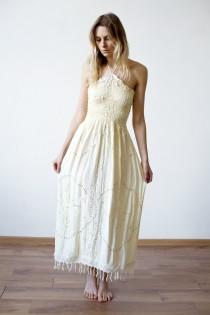 wedding photo - Yellow pastel halter cotton dress
