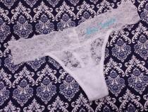wedding photo - Personalized Mrs white lacy Thong, g-string, lacy wedding underwear