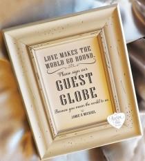 wedding photo - Guest Book Guest Globe Sign, Alternative Guest Book Sign, Wedding Table Sign, Guest Globe Sign 5x7 Size, NO Frame