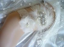 wedding photo -  Wedding Garter with Marabou, Pearls and Rhinestones