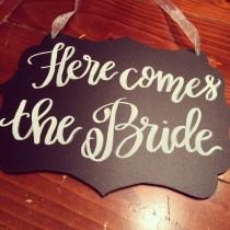 wedding photo - Here Comes the Bride - Ring bearer's sign