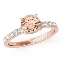 wedding photo -  Morganite & Diamond Solitaire Engagement Ring 14k Rose Gold - Morganite Rings for Women - Gemstone Engagement Rings - Anniversary Gifts