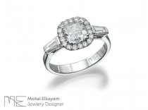 wedding photo -  Halo Diamond Ring, 18K White Gold Engagement Ring, Diamond RING 1.32ct, Bridal Ring, Anniversary Gift