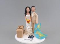 wedding photo - Customized Travel Theme Wedding Cake Topper