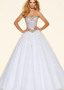 wedding photo -  Sweetheart Mint Ball Gown White Floor Length Sleeveless Beading Lace Up Tulle