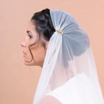 wedding photo - Juliet cap veil, 1920's style bridal wedding veil, fingertip length blusher veil, soft veil, Art Deco veil, great gatsby style