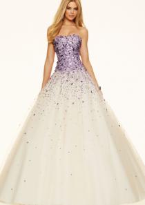 wedding photo -  Ball Gown Floor Length Strapless Sleeveless Beading Lace Up Tulle