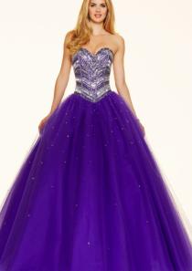 wedding photo -  Purple Blue Sequins Beading Lace Up Tulle Sweetheart Ball Gown Floor Length