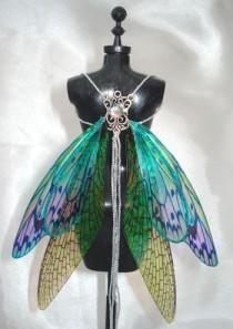 wedding photo - OOAK Fairy Pixie Bear BJD Iridescent Artist Doll Harness Wings - NEW