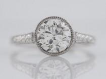 wedding photo - 1930's Engagement Ring Art Deco 1.18ct Old European Cut Diamond in Platinum