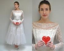 wedding photo - 50s Wedding Dress  //  Lace Wedding Dress  //  IVORY TWILIGHT