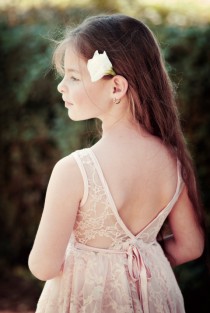 wedding photo -  Blush Lace Flower Girl Dress, Flower Girl Dress V Back, Special Occasion Dress, Wedding Dress