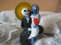wedding photo - Nightmare Before Christmas Cake Topper/Jack and Sally Cake Topper/Jack Skellington/Zombie/Skeleton/TIm Burton