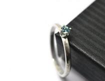 wedding photo - Dainty Sky Blue Topaz Ring, Minimalist Blue Gemstone Ring, Shiny or Oxidized Silver Stacking Ring, Simple Engagement Ring