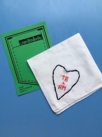 wedding photo - 2nd Anniversary Gift Handkerchief Heart Embroidery Love Gift Cotton Gift Custom Handkerchief