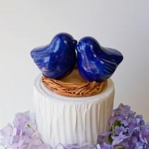 wedding photo - Cobalt Blue Love Bird Cake Topper