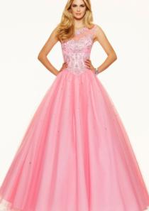 wedding photo -  Pink Floor Length Blue Sleeveless Lace Up Tulle Straps Beading Ball Gown