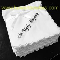 wedding photo - No Ugly Crying Handkerchief set of 5 Scallopped edge