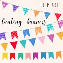 wedding photo -  Bunting Banners Clip Art | Party Banner | Birthday Clipart | Colorful Flags | Buy More Save More: BUY5FOR8