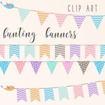 wedding photo -  Pastel Bunting Banners Clipart 