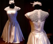 wedding photo - Audrey Hepburn wedding dress, 50s wedding dress, Tea length wedding dress, Plus size available