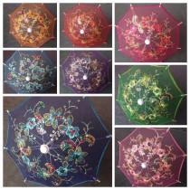 wedding photo - Set of 12 Small Lace embroidered parasol umbrella for  wedding party decoration/ table setting / wall deco /8'
