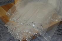 wedding photo - 2 layer bride beaded sequins Hand-sequined veil Elbow veil comb Ivory white veil wedding dress accessories