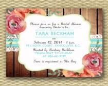 wedding photo - Rustic Bridal Shower Invitation Country Style Bridal Brunch Watercolor Floral Invitation Wood Lace Bridal Tea, ANY EVENT, Any Color
