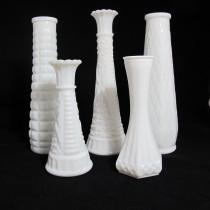 wedding photo - Vintage Milk Glass Vases - The Piper Collection - Set of 5 Milk Glass Vases, Hand Styled Collection
