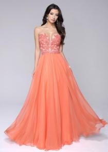 wedding photo -  Sweetheart Coral Blue A-line Sleeveless Ruched Appliques Zipper Chiffon Floor Length