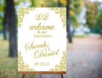 wedding photo -  Wedding Welcome Sign Printable Wedding Sign Gold Wedding Signs Elegant Wedding Signs Custom Wedding Signs Large Digital Wedding Sign PDF