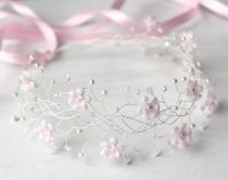 wedding photo - 31_Pink flower crown, Bridal crown, Wedding crown, Pink bridal crown, Bridal crown, Flower bridal crown, Hair accessories, Headband, Crowns.