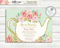 wedding photo - Love is Brewing Bridal Shower Invitation - Garden Tea Party - High Tea Invite - Bridal Tea - Wedding Shower - Printable - LR1050