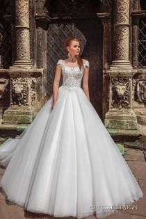 wedding photo -  New Arrival Sheer Neck V Back Crystal Design 2016 Wedding Dresses Tulle Applique Lace Luxury Beads Bridal Ball Gowns Wedding Dress Online with $116.84/Piece on Hjkl