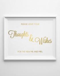 wedding photo - Thoughts & Wishes Wedding Signs in REAL GOLD FOIL / Wedding Wishes Signs / Custom Wedding Signs / Reception Signs / Gold Or Silver  Foil