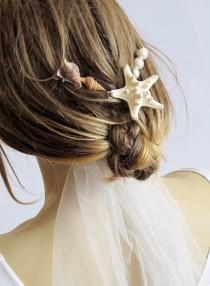 wedding photo - Beach wedding, Sea Shells,  hair pins, starfish, pearl bead,hair accesory, bridal accessory,  Bridesmaid Gifts, Gift Ideas