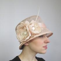 wedding photo - Cloche Wedding Hat - Ladies Hat, Peach Hat, Formal Hat, Race Hat, Ladies Wedding Hat, Sinamay Hat, Summer Wedding, Womens Hat, Cloche Hat
