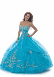 wedding photo -  Appliques Lace Up Tulle Sleeveless Sweetheart Blue Floor Length Prom