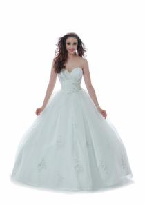 wedding photo -  Organza Lace Up Appliques Sweetheart White Floor Length