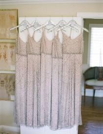 wedding photo -  Modern Spaghetti Straps A-line Long Sequins Bridesmaid Dress