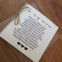 wedding photo - Vintage/Rustic 'To My Mum' Wedding Day Poem Card - show Mum how special she is!