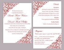 wedding photo -  DIY Wedding Invitation Template Set Editable Word File Instant Download Printable Invitation Wine Red Wedding Invitation Floral Invitation