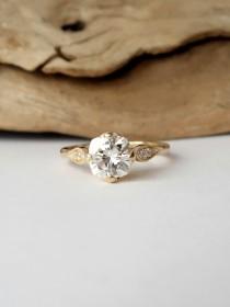 wedding photo - Prong Set Moissanite and Diamond Accent Ring